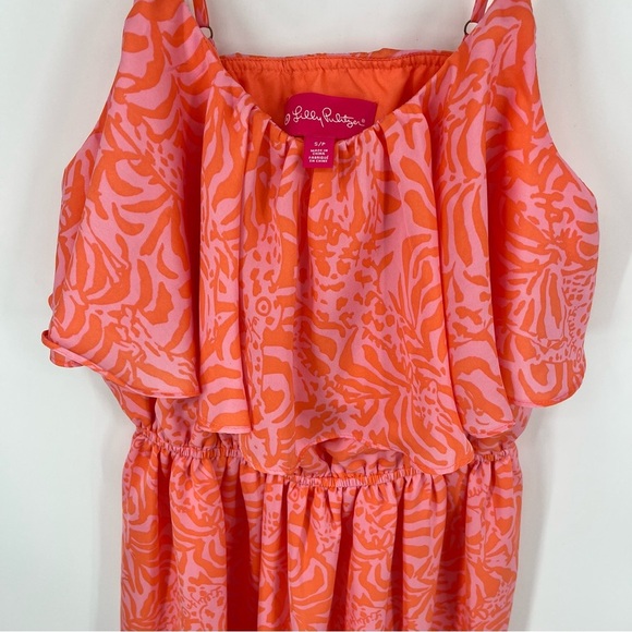 LILLY PULITZER For Target‎ Jungle Orange Pink Giraffing Me Crazy Flounce Dress - Picture 4 of 11